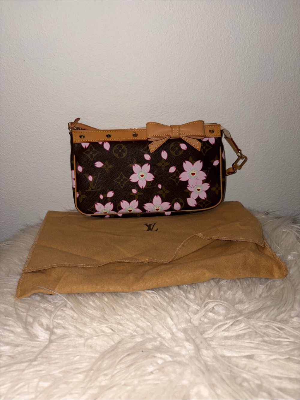 LV Murakami Cherry Blossom studded Pochette